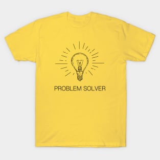 Problem Solver, Light Bulb, Black Text T-Shirt